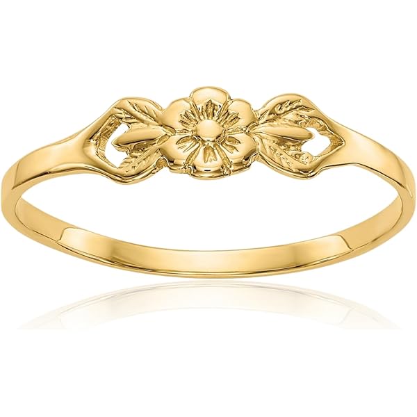 Amazon.com: Fine 14k Tri-Tone Gold Daisy Flower Heart Ring (Size 4