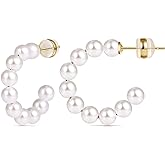 Gacimy Pearl Hoop Earrings for Women with 925 Sterling Silver Post