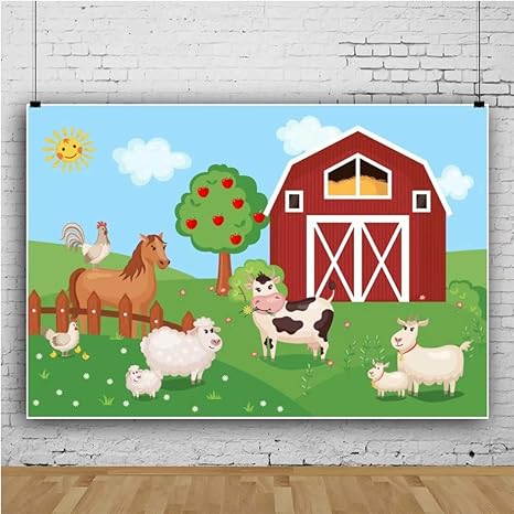 Amazon Com 7x5ft Vinyl Photography Backdrop Cartoon Farm Animals