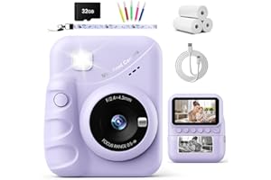 TIATUA Kids Camera Instant Print for Girls Ages 3-14, 3-inch HD Screen Camera for Kids with Printing Paper, 1080P Digital Toddler Toys for 4 5 6 7 8 9 10 11 12 Years Old (Purple)