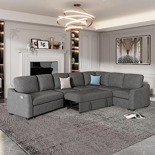 P PURLOVE Sectional Sofa for Living Room, Sectional Sleeper Sofa with