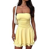 INNAMESIA Strapless Mini Dress Women Sexy Off Shoulder Tube Mini Backless Bodycon Short Dress