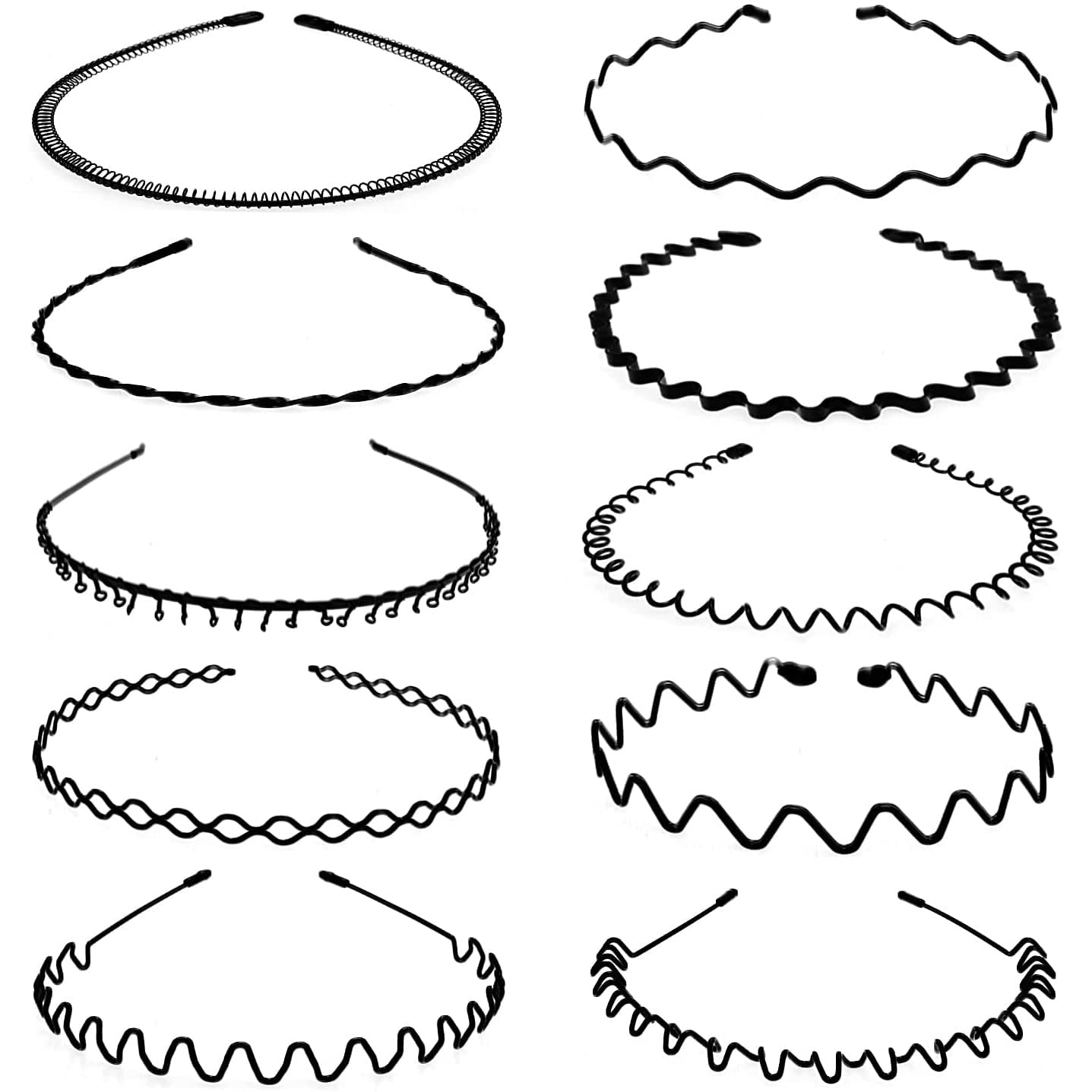 Mens Hair Band Sports Hair Bands For Men and Women, Non-Slip Fashion Headband, Metal Hair Band For Men, Hair Hoop For Outdoor Sports, Weddings And Daily Wear (10Pcs)