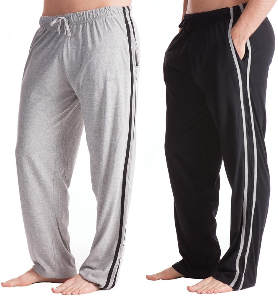 2 Pack Medium Men's Long Lounge Pants Casual Wear Pyjama Trousers Black
