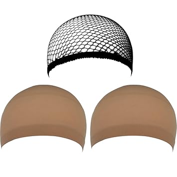 Perücke-Caps Unterziehhaube Haarnetz Perückekappe, 3er-pack, Schwarz