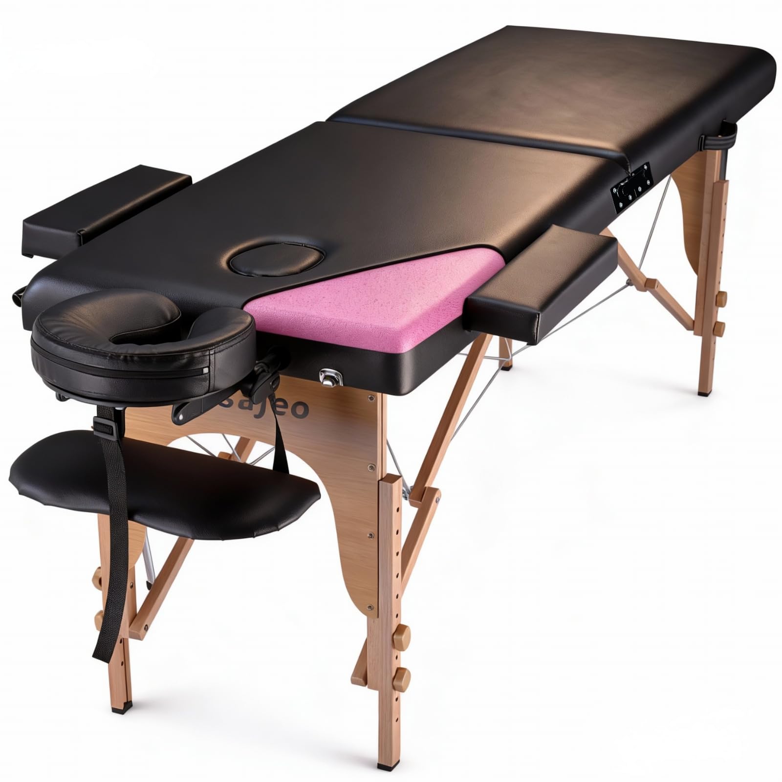 Photo 1 of **Item has slice is rip, see the picture please**Professional Massage Table Portable Massage Bed for Spa Salon Tattoo Esthetician Lash Reiki, Adjustable Height 84" Long & 500 LBS Load Capacity, Black (2-Section)