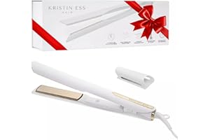 Kristin Ess 3-in-One Professional Titanium Hair Straightener Curler 2 in 1 + Beach Waver Combo for Women with Curly, Frizzy + Thick Hair - 1 1/4 Inch Dual Voltage Flat Iron + Travel Cap - 440 Degree