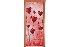 Qilmy Valentine's Day Love Heart Door Cover Washable High Elastic Fabric Waterproof Front Festive Door Cover for Home, Indoor Outdoor Party Decoration,35 x 79 Inch