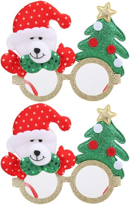 Amazon Co Jp サンタクロースかわいい装飾的なクリスマススタイルのガラスの小道具 フェスティバルのガラスフレーム クリスマスの装飾のクリスマス飾りのコスプレ小道具 Bear ホーム キッチン