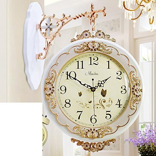 European Style,Two-sided Wall Clock/Living Room,Creative,Fashion,Double Wall Clock/Rural,Simple,Silent,Clock-A 20inch