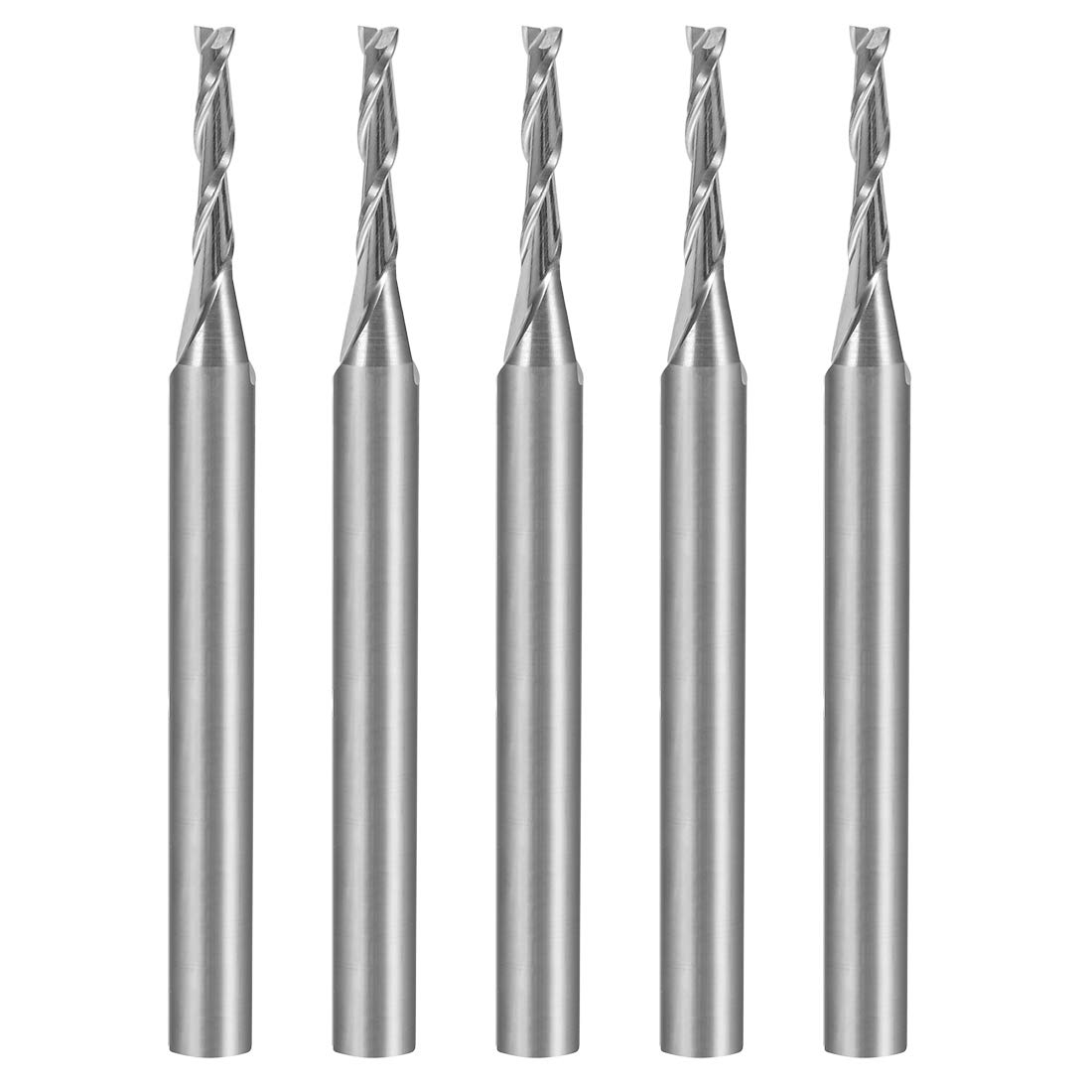 sourcingmap 5PCS 1/8" Shank 1.5mm x 8mm Carbide End Mill CNC Router Bits 2 Flute Milling Bit for Acrylic PVC MDF Wood