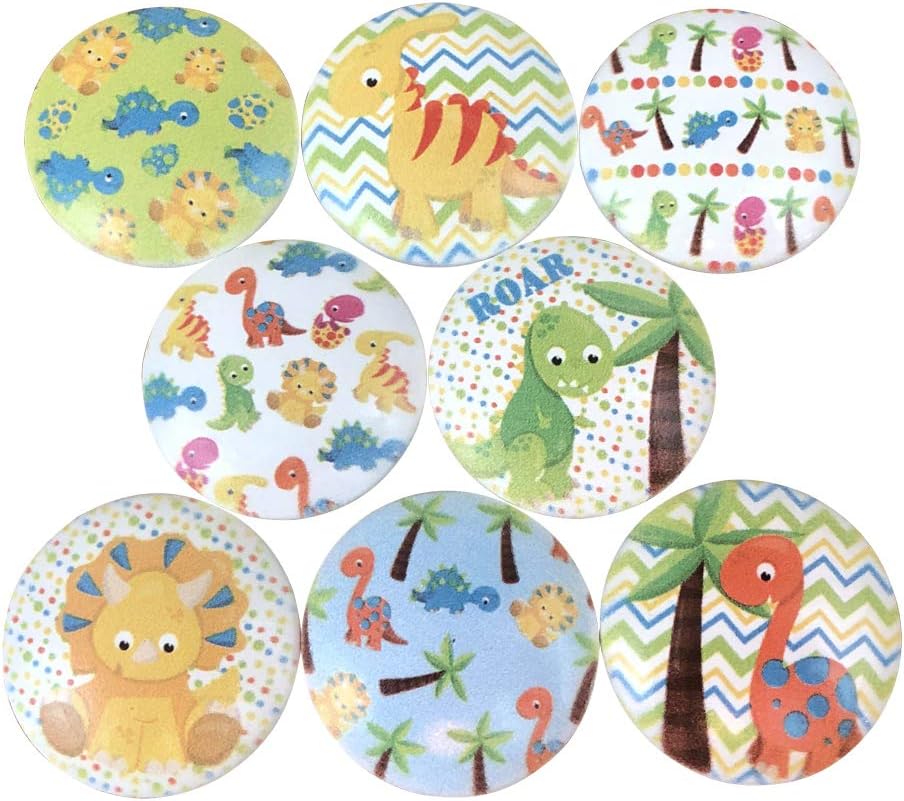 Set of 8 Dinosaur Cabinet Knobs (Bright Dinosaur Knobs)