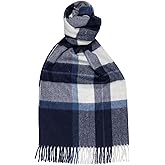 Glen Isla 100% Cashmere Scarf 70.8X11.8IN Classic Check Brushed C.Navy - Made In Scotland