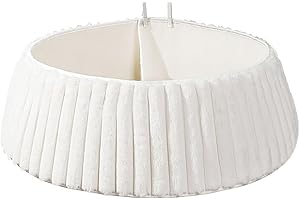 Christmas Tree Collar White Luxury Plush Tree Collar with Stripe Textured Pattern Boho Christmas Decorations for Indoor Home 