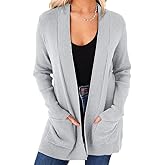 imesrun Womens Open Front Cardigans Casual Long Sleeve Classic Knit Sweater Outerwear with Pockets