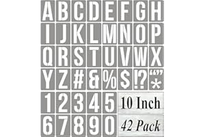 REOLAN 10 Inch Alphabet Letter Stencils for Painting - 42 Pack Letter and Number Stencil Templates with Signs for Painting on Wood, Reusable Numbers and Letters Stencils for Chalkboard Wood Signs & Wall Art