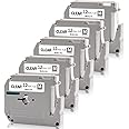 Absonic 5-Pack MK131 12mm 0.47" Clear Label Tape Compatible for Brother Mk-131 M-K131 M131 M-131 P Touch M Label Tape 12mm Black on Clear 1/2" for PT-M95 PT-70BM PT-90 PT-80 PT-65 PT-70SR PT-85