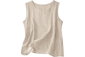 Linen Shirts for Women Linen Crewneck Tank Tops 2026 Spring Summer Beach Sleeveless Tops 2026 Fashion Vacation Shirts