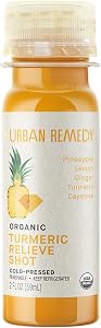 Urban Remedy Organic Turmeric Relieve Shot, Cold-Pressed, 2 fl oz | Pineapple, Turmeric, Ginger & Cayenne, Digestive, Wellnes