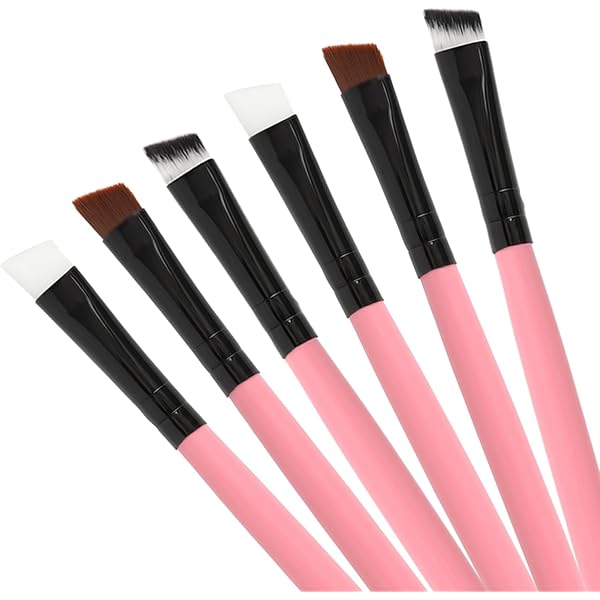 Urtlia Abgewinkelter Eyeliner-Pinsel – Präzise, Weiche Spitze, 6-tlg. Set In Rosa