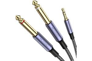 MOSWAG 3.5mm 1/8" TRS to 2 x 6.35mm 1/4" TS Mono Y Cable 3.28FT/1Meter Splitter Cable Compatible with Phone,iPod,Laptop,CD Players,Power Amplifier,Mixer,Home Stereo Systems