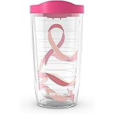Tervis Pink Ribbon of Hope Made in USA Double Walled Insulated Tumbler Travel Cup Keeps Drinks Cold & Hot, 16oz, Classic
