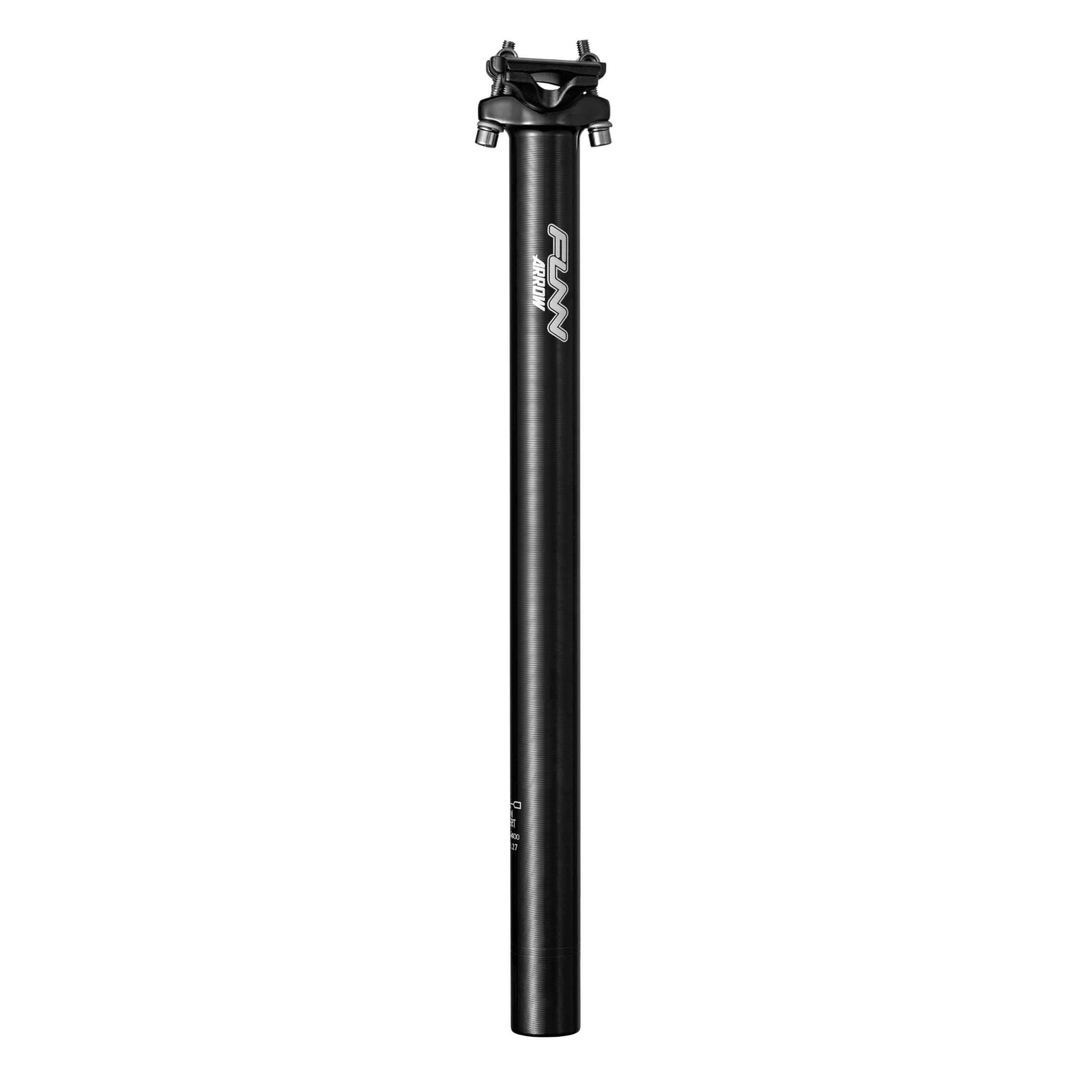 Funn Arrow Bike Seat Post, Length 400mm, Diameter 31.6mm, Aluminum Alloy AL7050, 3D Forged, One Piece Head and Shaft (Black)