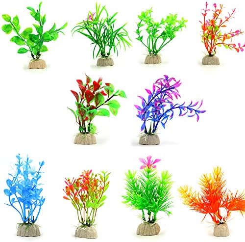 COMSUN 10 Pack Artificial Aquarium Plants