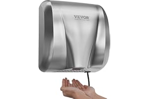 VEVOR Heavy Duty Commercial Hand Dryer, 1300W Automatic High Speed Stainless Steel Warm Wind Hand Blower, 120V Plug in/Hardwired Two Power Options, Compliant for Industry Business Restrooms