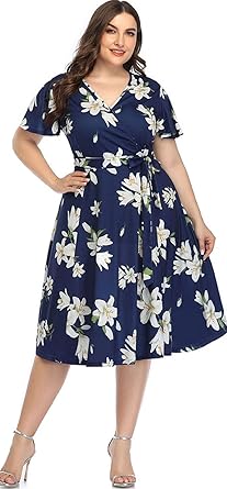 blue midi dress plus size
