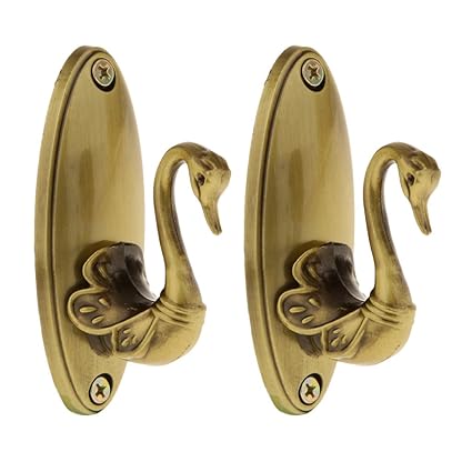 Imported 2 pcs Vintage Bronze Swan Antique Drapery Curtain Holdbacks Tieback Hooks