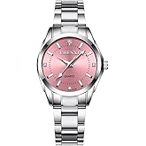 MASTOP Women's Classic Fashion Silver Stainless Steel Watches Waterproof Date Luminous Lady Dress Wrist Watch