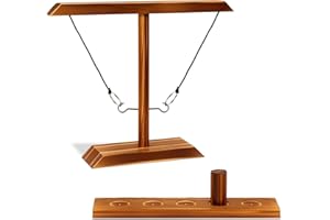 hdpiwka Wooden Ring Toss Game - Classic 2-Peg Tossing Set | Handmade Halloween Games & Thanksgiving Entertainment for Adults, White Elephant Gift Exchange, Portable Family Fun for Backyards & Parties