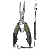 pullther fishing Fishing Split Ring Pliers, Stainless Steel Fishing Tools, Fishing Multitool for Saltwater with Braid Line Cutter
