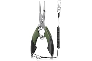 pullther fishing Fishing Split Ring Pliers, Stainless Steel Fishing Tools, Fishing Multitool for Saltwater Freshwater with Braid Line Cutter