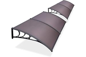 ANTSKU 2 Pcs 80"x40" Window Awning Door Canopy Exterior, Polycarbonate Cover Awnings for Doors Entrance, Entry Door Outdoor Front Door Overhang Awning for Sun Shutter, UV, Rain and Snow Protection, Brown