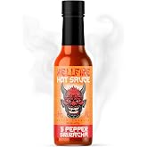 Hellfire 5-Pepper Sriracha Hot Sauce &ndash; Garlic-Forward, Smoky &amp; Complex Flavor with Jalape&ntilde;o, Cayenne, Habanero, Ghost Pepper &amp; Carolina Reaper &ndash; 5oz Bottle