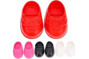 jojofuny 4 Pairs Baby Doll Shoes for 6-8 Inch Dolls - Mini Finger Shoes Accessories for 17cm BJD Girl Closet Princess Accessories