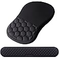Mouse Pad Wrist Support, Laokiiy 2 in1 Keyboard Wrist Rest+ Ergonomic Mouse Pad, Non-Slip Wrist Rest for Computer Keyboard, Made Easy Typing & Relieve Wrist Pain（Black