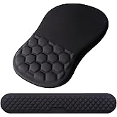 Mouse Pad Wrist Support, Laokiiy 2 in1 Keyboard Wrist Rest+ Ergonomic Mouse Pad, Non-Slip Wrist Rest for Computer Keyboard, Made Easy Typing & Relieve Wrist Pain(Black