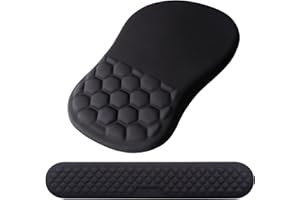 Mouse Pad Wrist Support, Laokiiy 2 in1 Keyboard Wrist Rest+ Ergonomic Mouse Pad, Non-Slip Wrist Rest for Computer Keyboard, Made Easy Typing & Relieve Wrist Pain（Black