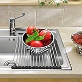 Roll up Dish Drying Rack Foldable Stainless Steel Multi-purpose Durable Kitchen Sink Drainer