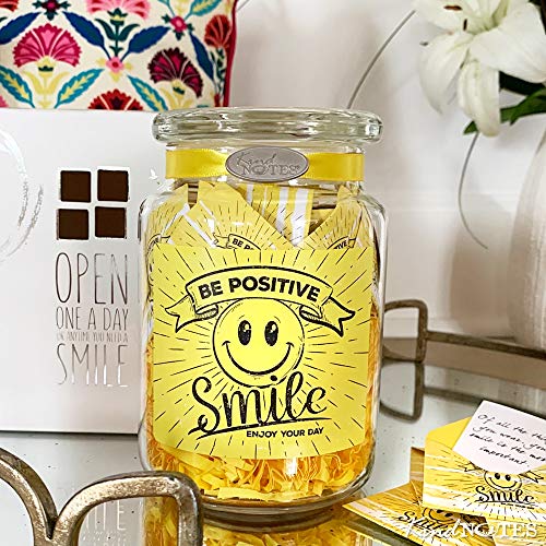 KindNotes Glass Keepsake Gift Jar with Inspirational Messages - Be Positive