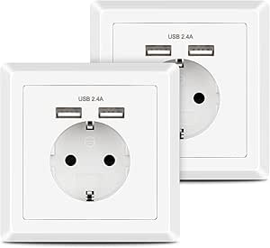 2 X Enchufes de pared, Kaifire Caja de enchufe tipo Schuko ...