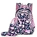 Bansusu 3Pcs Bowknot Cat Prints Elementary Girls School Bookbag Rucksack for Primary Girls School Backpack Set with Lunch Kits