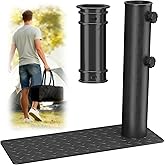 IIOPE Heavy Duty Flag Pole Tire Mount Holder – Fits Up to 2.44" Telescopic Poles – Portable Metal Wheel Base for RV, Truck, Tailgating & Camping – Black