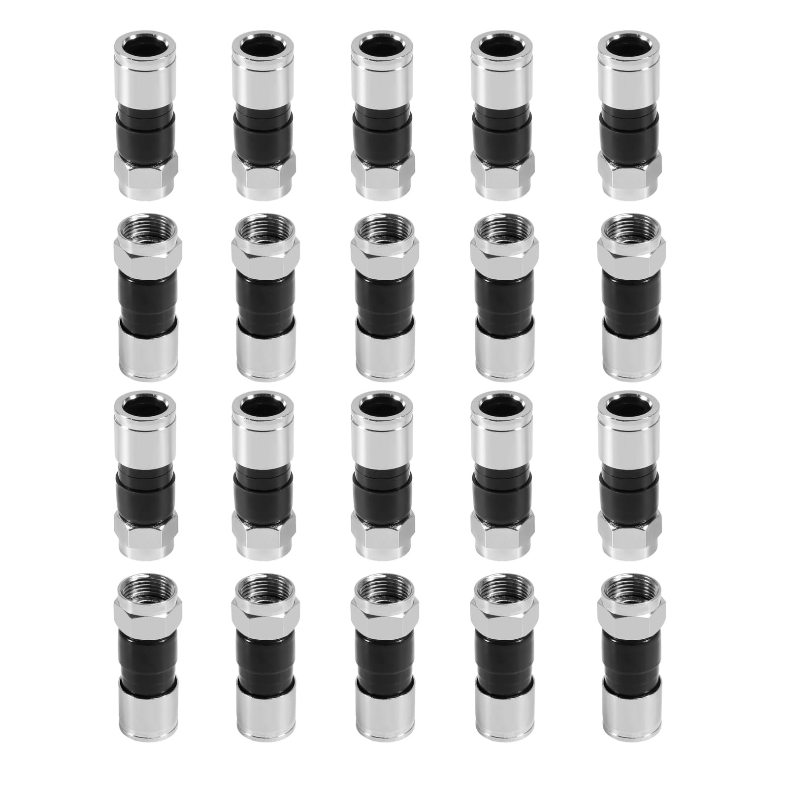 AEDIKO 20pcs RG6 Compression Connectors RG6 F Type Connector Coax Coaxial Compression Fitting (Black)