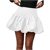 Verdusa Women's Y2k Mini Bubble Skirt Ruched Flared Short Puff Skirts