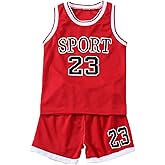 Tiuredx Toddler Baby Boys Basketball Jersey Outfit Toddler Kids Sports Shorts Set Summer Clothes Tank Top Track Shorts