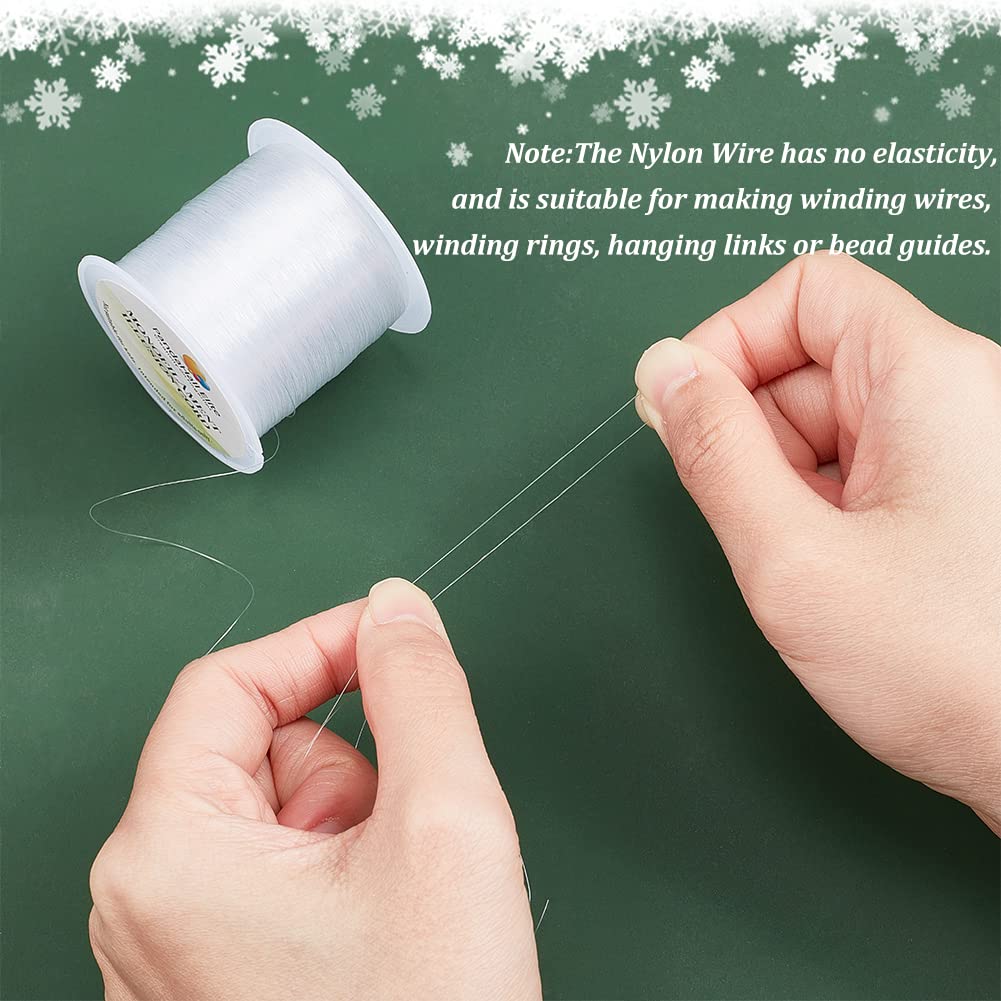 PH PandaHall 142 Yards 0.2mm Clear String Fishing Line Invisible Beading Cords Nylon Thread String Inelastic Jewelry Wire for Valentine Bracelet Jewelry Making Ornaments Hanging Party Decor Seed Beads